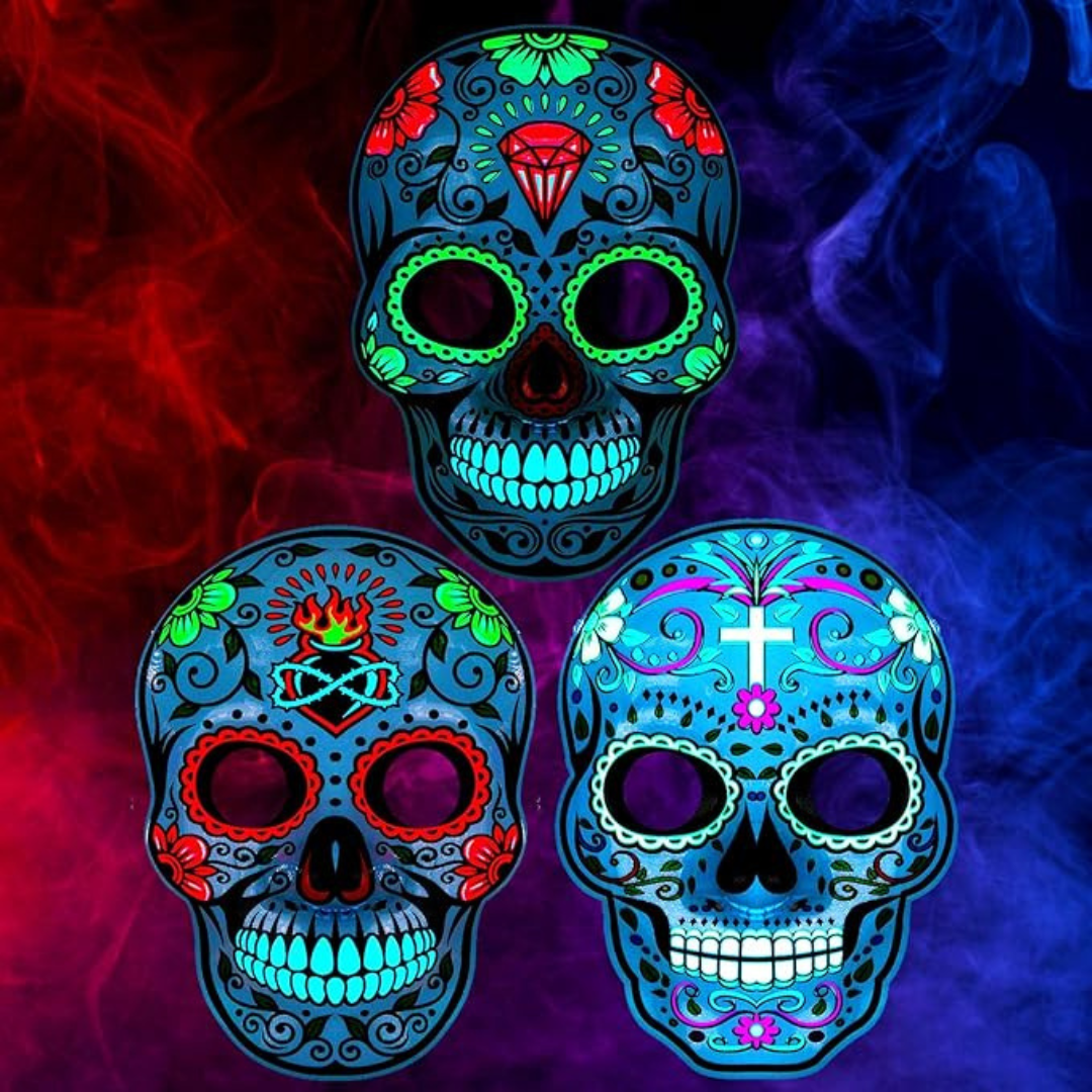 3 Pcs Light up Day of the Dead Mask