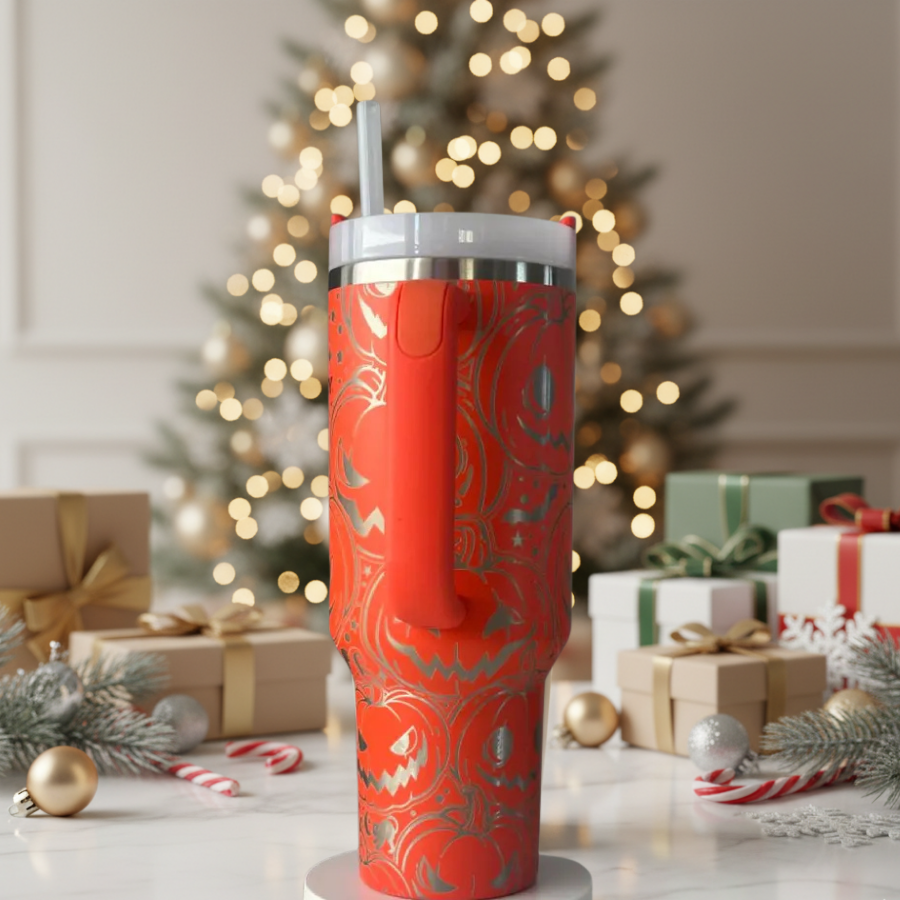 40oz Orange Pumpkin Glow Halloween Tumbler