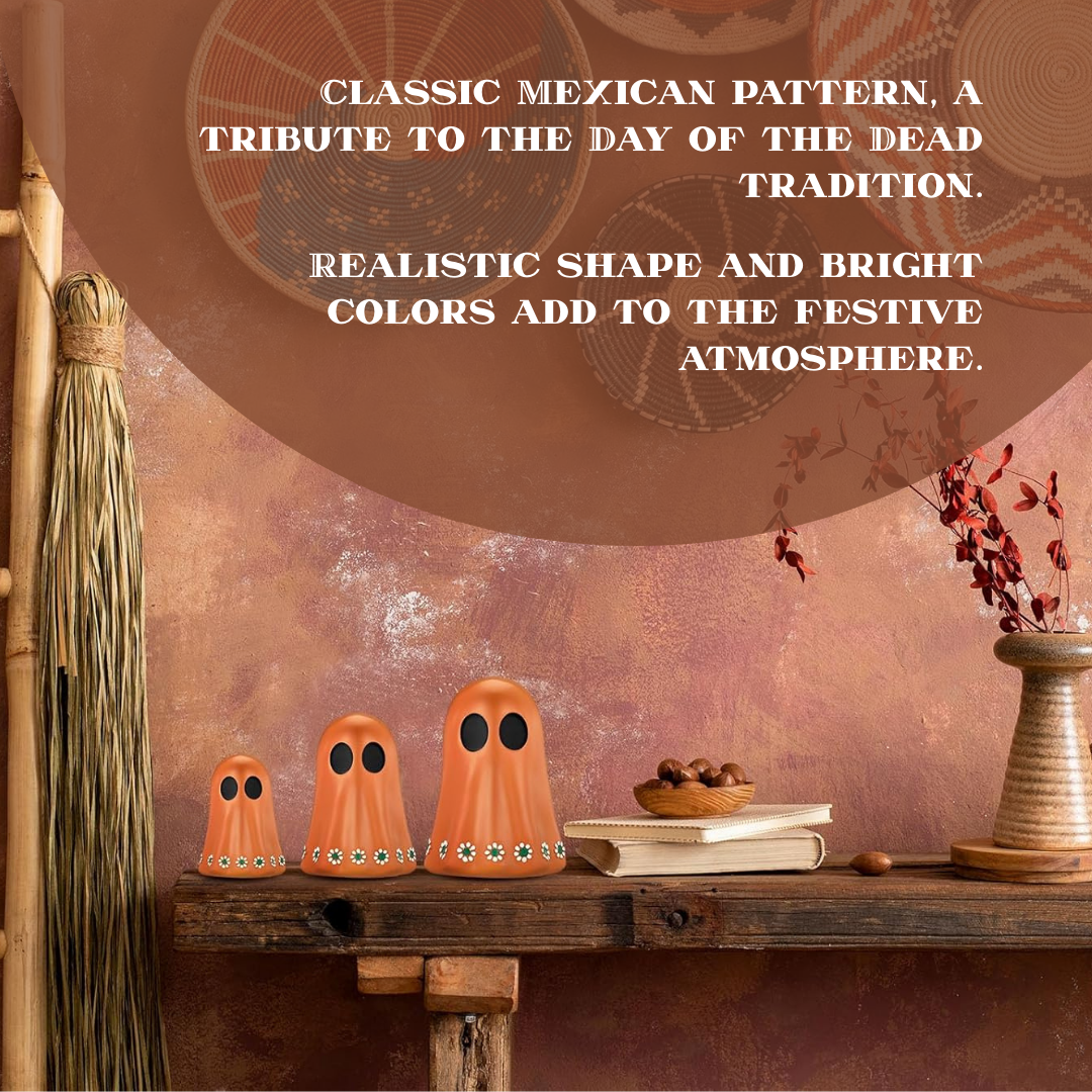 3 Pcs Dia De Los Muertos Ghost Figurines