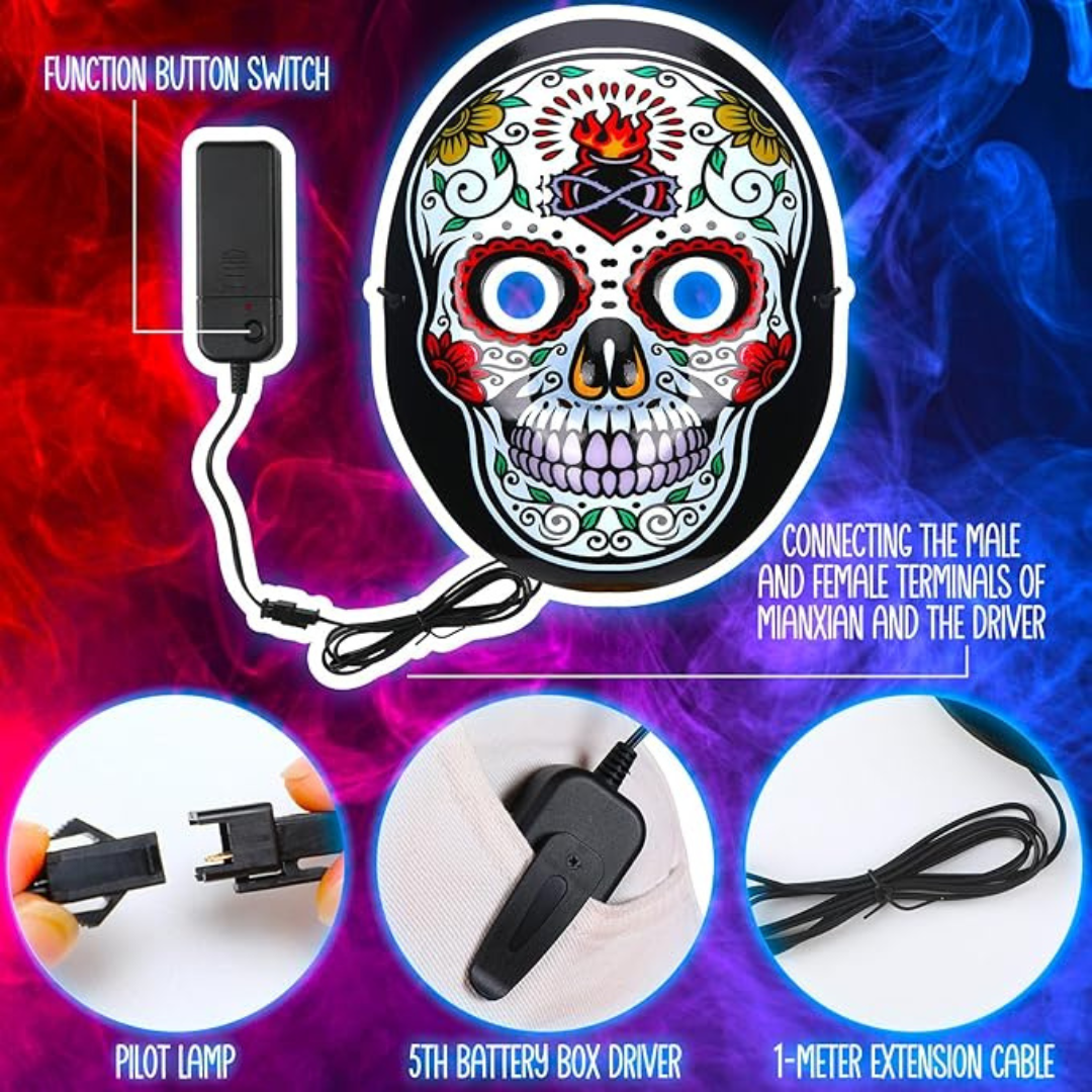 3 Pcs Light up Day of the Dead Mask