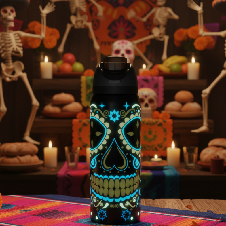 32oz Owala Día de los Muertos - Glow in the Dark FreeSip Bottle