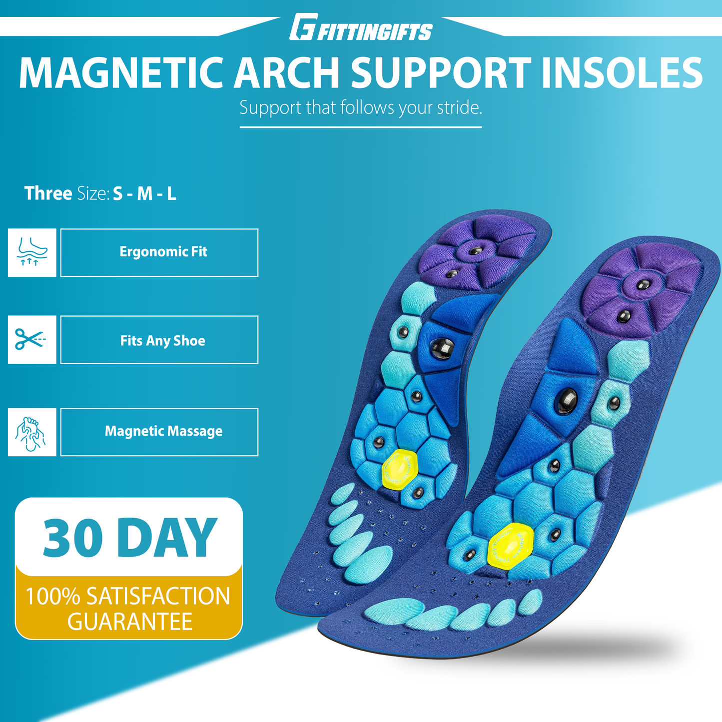 Magnetic Acupressure Insoles with Arch Support
