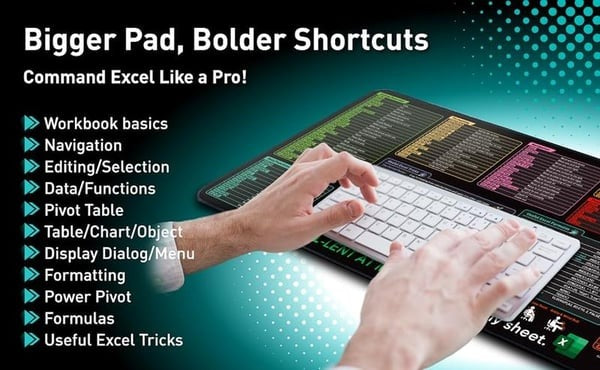Excel Shortcut Desk Mat for Productivity