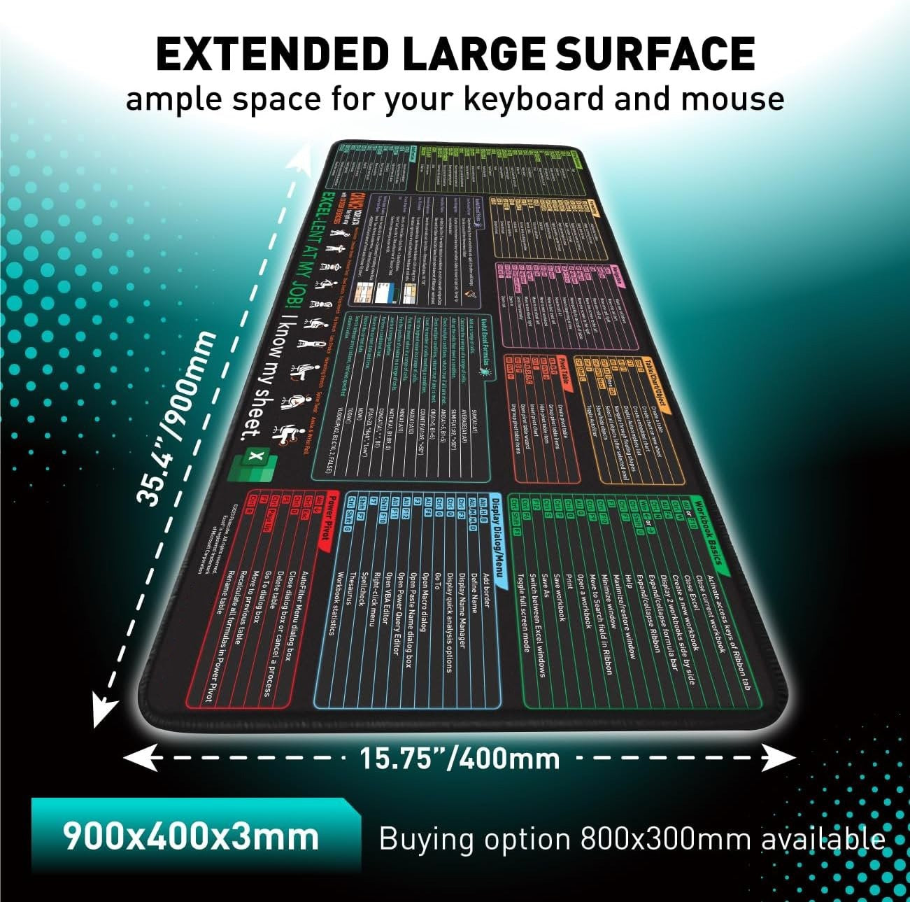 Excel Shortcut Desk Mat for Productivity