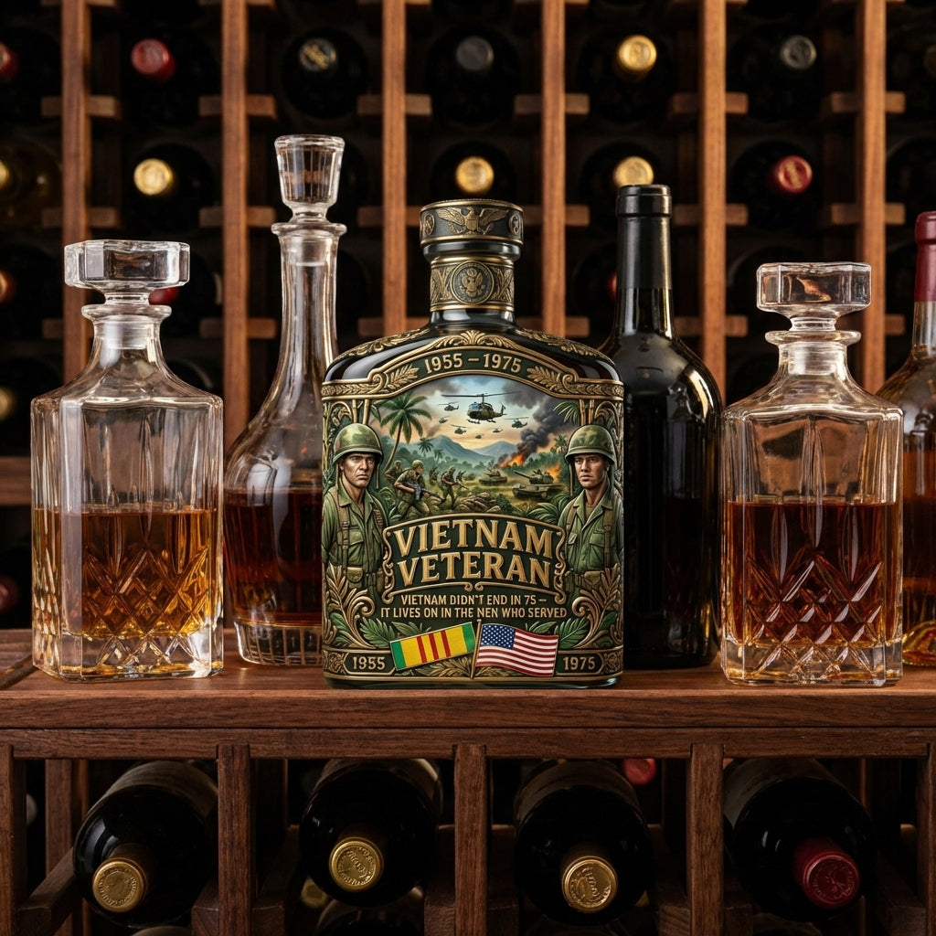 Vietnam Veteran 1955-1975 Tribute Edition Whiskey Bottle