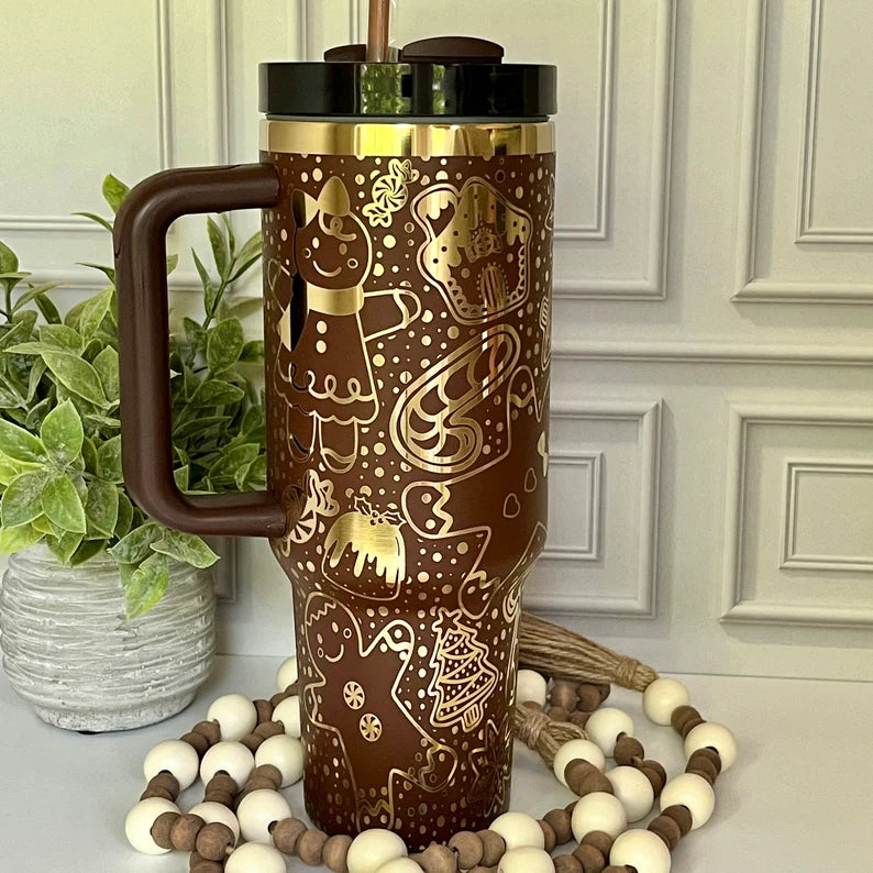 40oz Brown Gingerbread Christmas Delight Tumbler