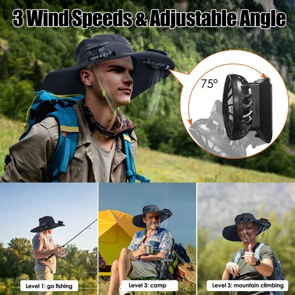 Beat the Heat 🔥 2025 New Ultralight Solar Fan Sun Hat – Breathable & Lightweight!
