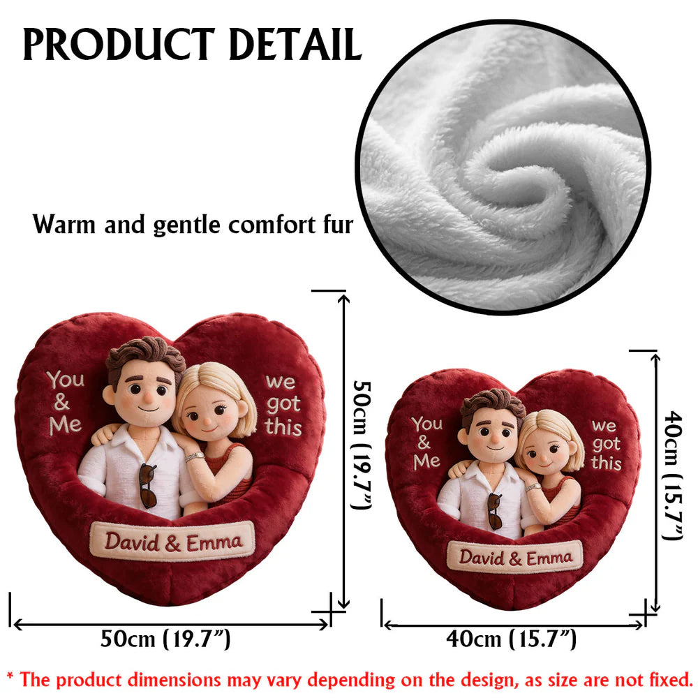 You & Me We Got This - Personalized Couple Faux Fur Shaped Pillow