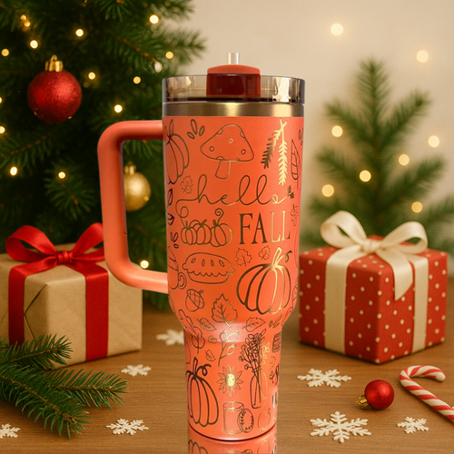 40oz Orange Hello Fall Pumpkin Season Tumbler