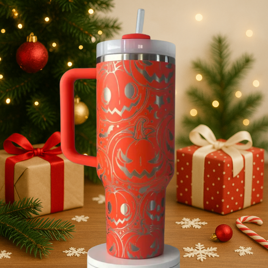 40oz Orange  Pumpkin Glow Halloween Tumbler
