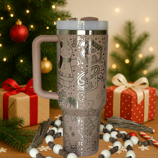 40oz Mocha Gingerbread Holiday Treats Tumbler