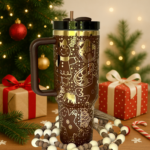 40oz Brown Gingerbread Christmas Delight Tumbler