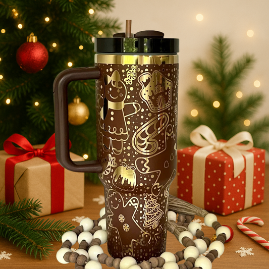 40oz Brown Gingerbread Christmas Delight Tumbler