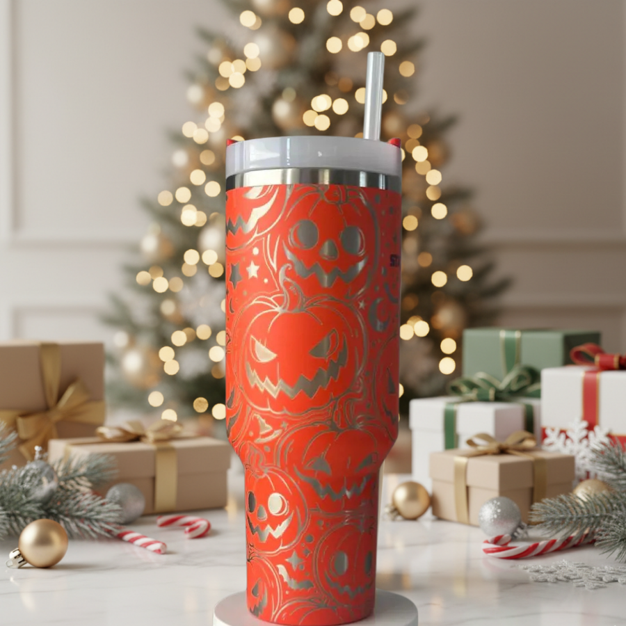 40oz Orange  Pumpkin Glow Halloween Tumbler