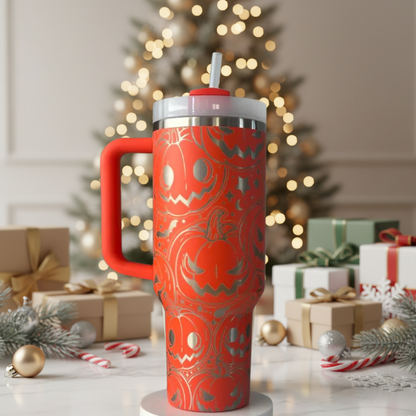 40oz Orange  Pumpkin Glow Halloween Tumbler