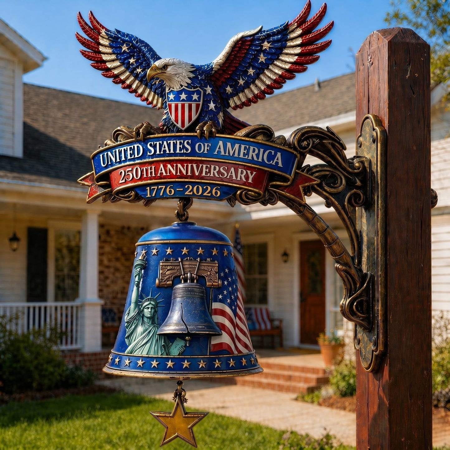 USA 250th Anniversary Patriotic Hanging Bell