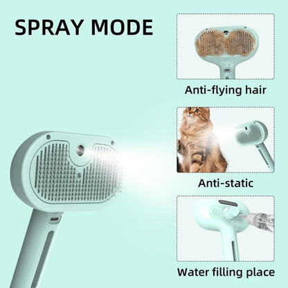 2-in-1 Pet Grooming and Massage Brush with Spray Mode