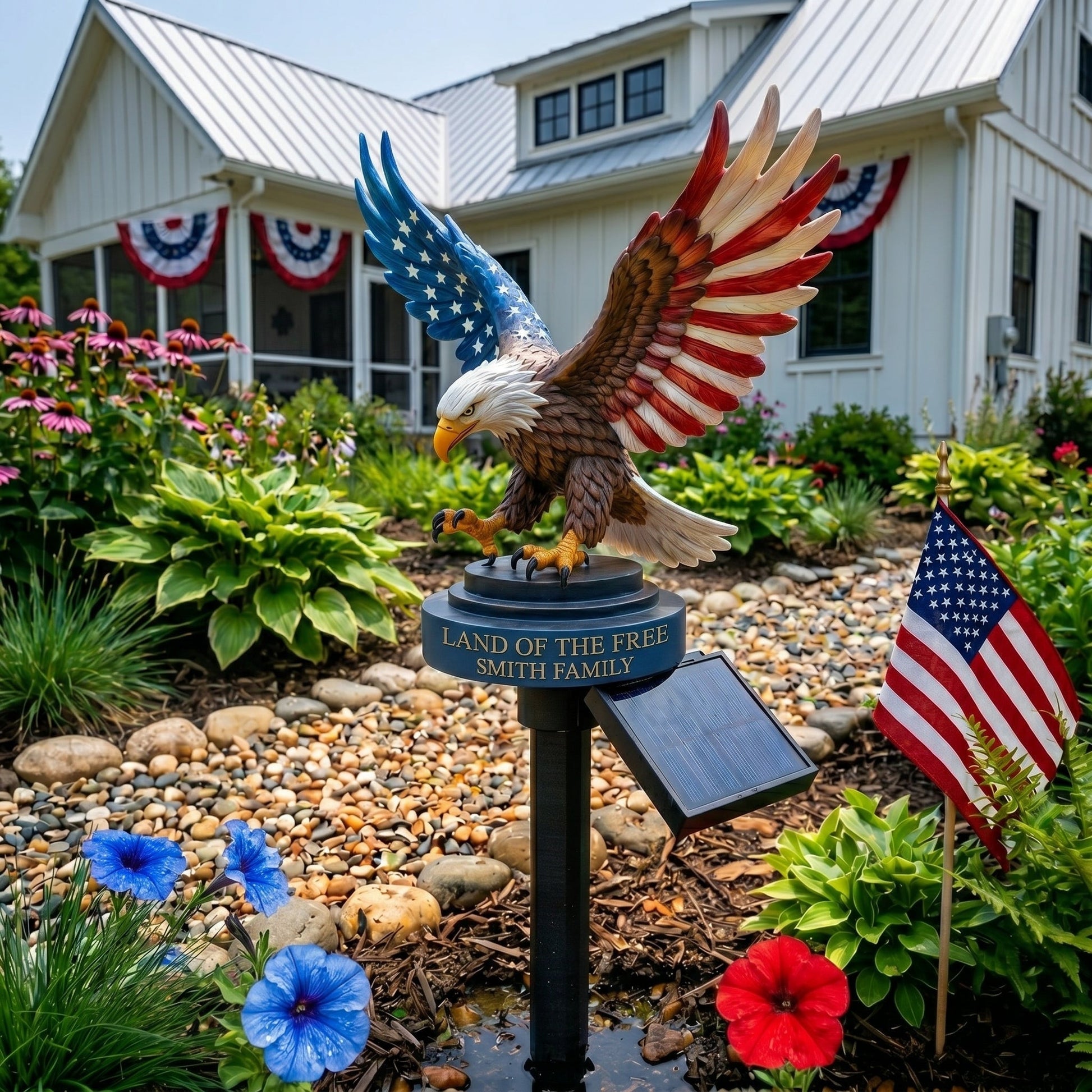 Personalized Solar Eagle Garden Light — detail view 3