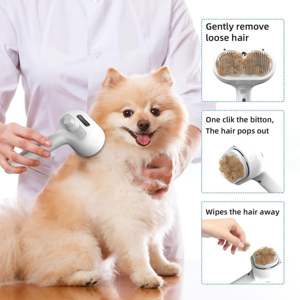 2-in-1 Pet Grooming and Massage Brush with Spray Mode