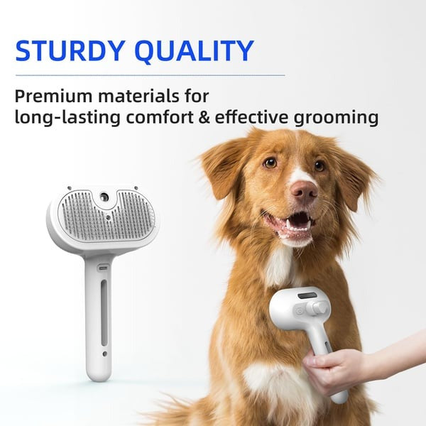 2-in-1 Pet Grooming and Massage Brush with Spray Mode