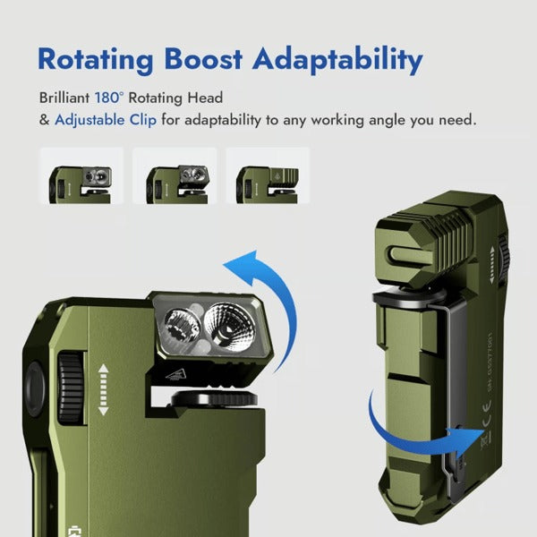 Magnetic Pocket-Sized Flashlight  - 400LM Brightness, USB-C, Great for Gear Bag