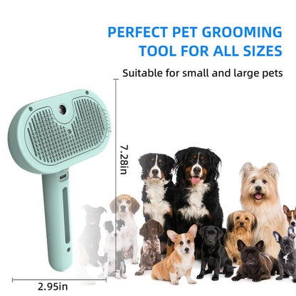 2-in-1 Pet Grooming and Massage Brush with Spray Mode