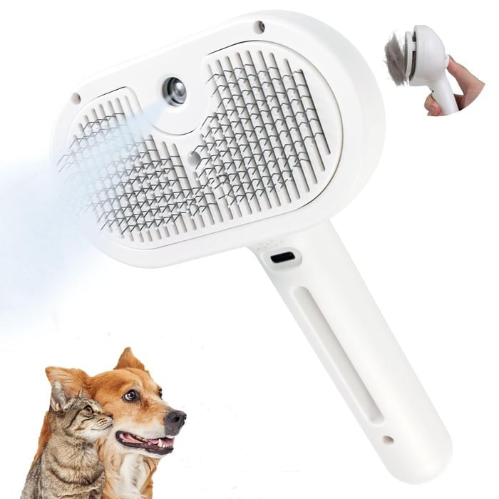 2-in-1 Pet Grooming and Massage Brush with Spray Mode