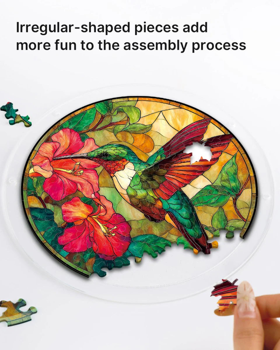 Emerald Flame Hummingbird Light Puzzle Suncatcher