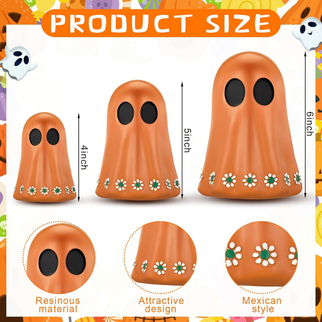 3 Pcs Dia De Los Muertos Ghost Figurines
