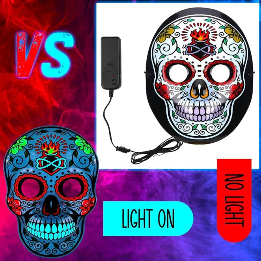 3 Pcs Light up Day of the Dead Mask