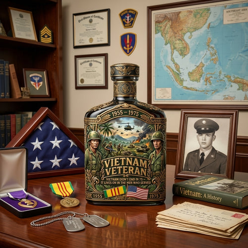 Vietnam Veteran 1955-1975 Tribute Edition Whiskey Bottle