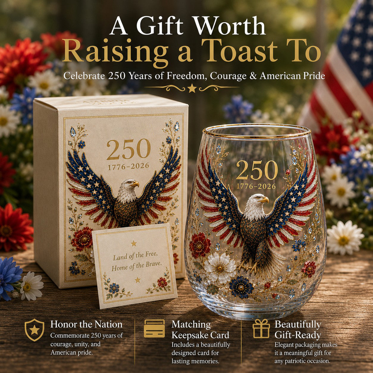 America 250 Eagle Glass Tumbler — detail view 5