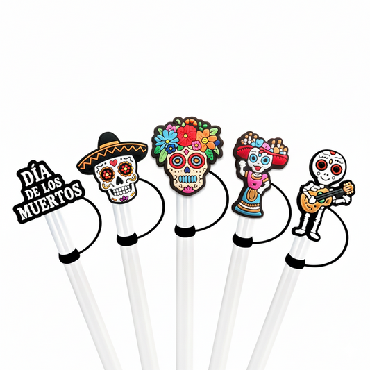 5PCs Día de Muertos Straw Covers