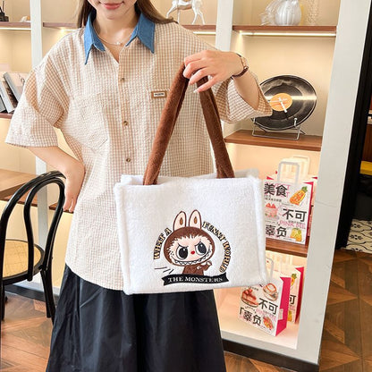 Lovely Fleece Labubu Monster Tote Bag - Christmas Gift for You