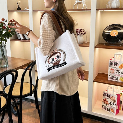 Lovely Fleece Labubu Monster Tote Bag - Christmas Gift for You