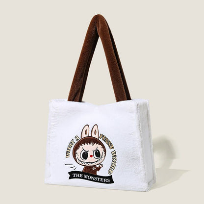 Lovely Fleece Labubu Monster Tote Bag - Christmas Gift for You