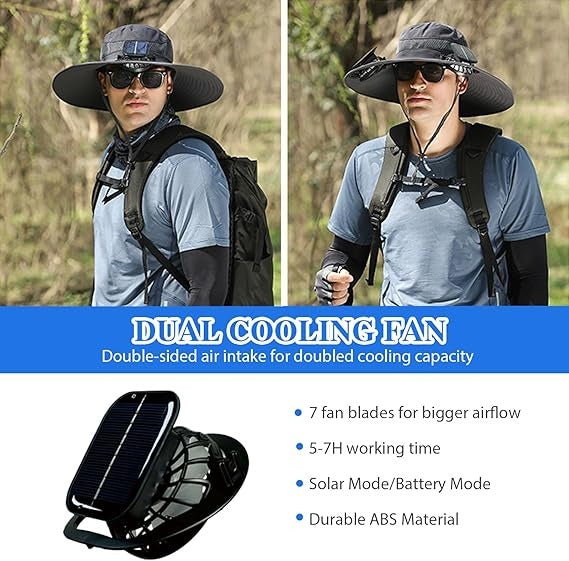 Beat the Heat 🔥 2025 New Ultralight Solar Fan Sun Hat – Breathable & Lightweight!