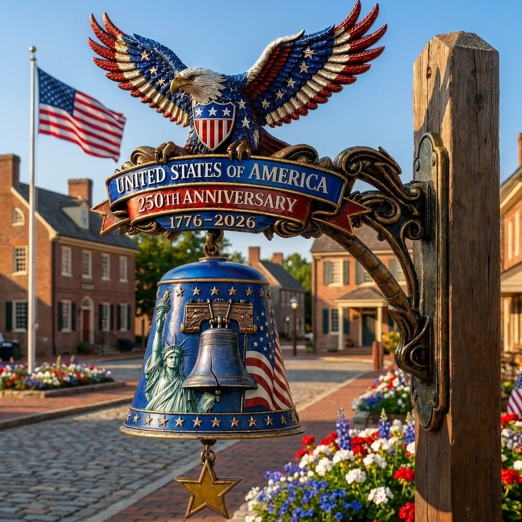 USA 250th Anniversary Patriotic Hanging Bell