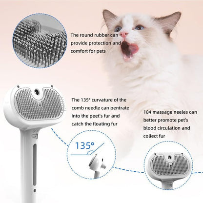 2-in-1 Pet Grooming and Massage Brush with Spray Mode