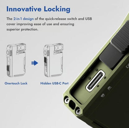 Magnetic Pocket-Sized Flashlight  - 400LM Brightness, USB-C, Great for Gear Bag