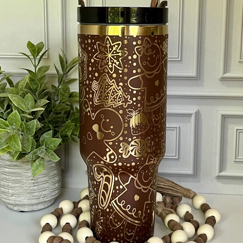 40oz Brown Gingerbread Christmas Delight Tumbler