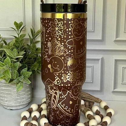 40oz Brown Gingerbread Christmas Delight Tumbler