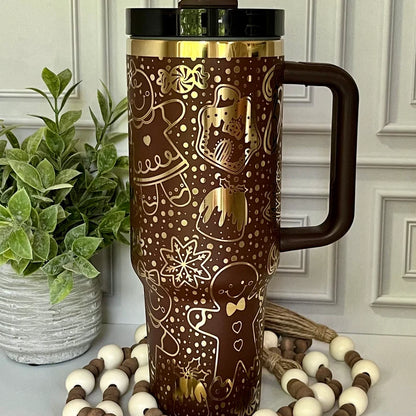 40oz Brown Gingerbread Christmas Delight Tumbler