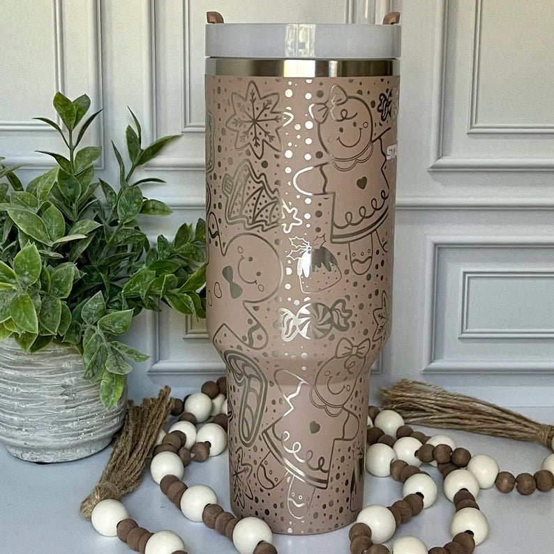 40oz Mocha Gingerbread Holiday Treats Tumbler