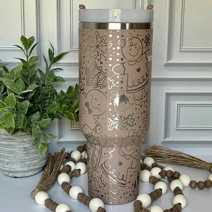 40oz Mocha Gingerbread Holiday Treats Tumbler