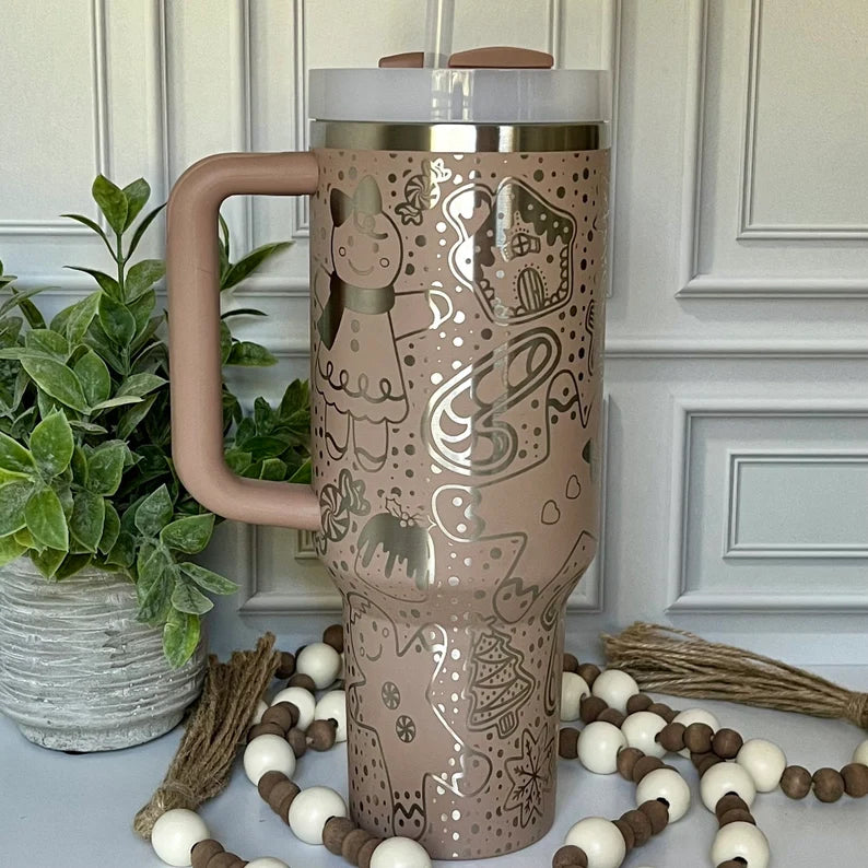 40oz Mocha Gingerbread Holiday Treats Tumbler