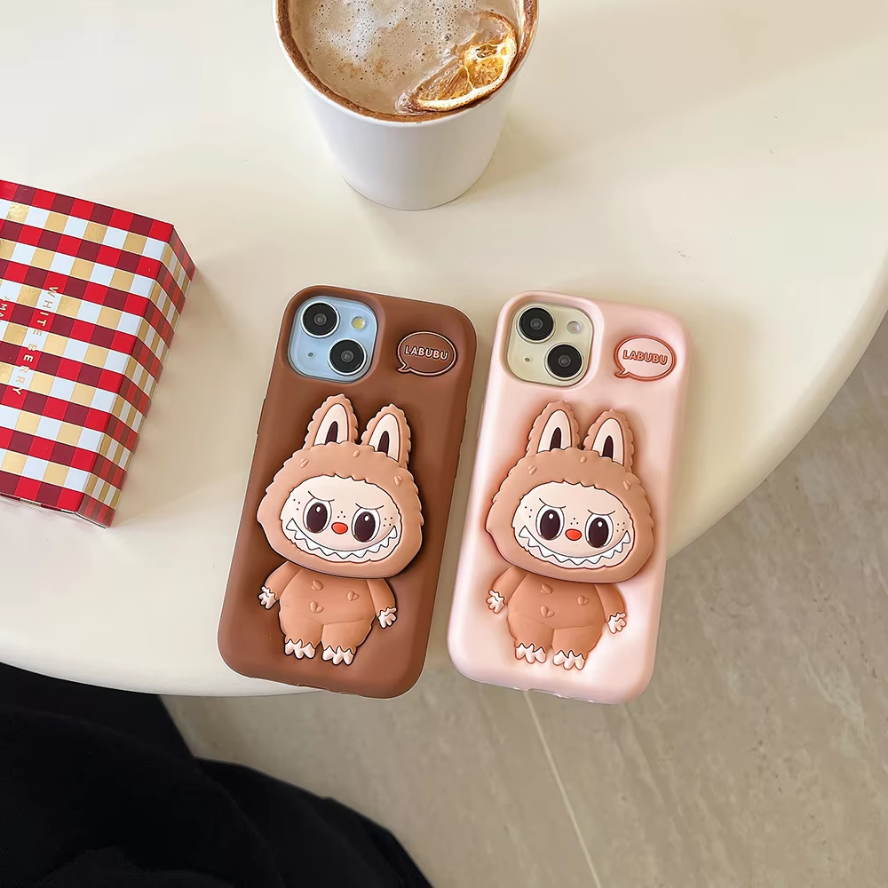 Flash Sale: Buy 2 Get 1 FREE - Cute Labubu Silicone Cover With Holder Case for Iphone