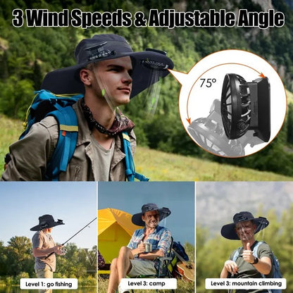 Beat the Heat 🔥 2025 New Ultralight Solar Fan Sun Hat – Breathable & Lightweight!