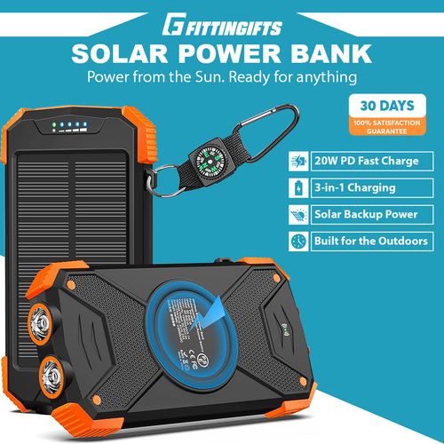 LAST DAY 50% OFF - 10000mAh Emergency Solar Power Bank